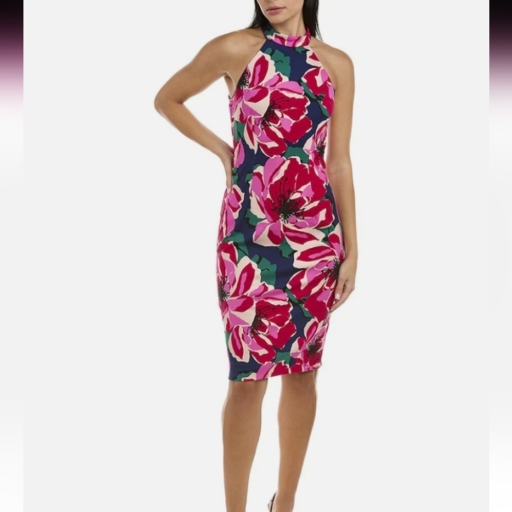Trina Turk Halter Neck Floral Print Dress